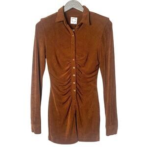 With Jean Andy Dress in Chocolate Long Sleeve Mini Dress